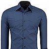 Herren Hemd Hemden Bügelleicht Business Hochzeit Freizeit Slim Fit S M L XL XXL, Farbe:Marine;Größe:S