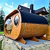 Saunafaß Gartensauna Faßsauna Außensauna Saunahaus Outdoorsauna Panorama 2,4 x 4 m Ruhe Raum