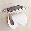 BTSKY Stilvoller Toilettenpapierhalter, Wandmontage, rostfreier Edelstahl, mit Ablage für Mobiltelefon/ Badezimmerzubehör