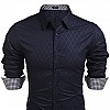 BURLADY Herren Hemd Slim Fit Diamant-Gitter Karohemd Kariert Langarmshirt Freizeit Business Party Shirt für Männer