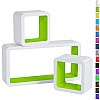 WOLTU RG9229gn Wandregal Cube Regal 3er Set Bücherregal Regalsysteme, Retro Hängeregal Würfel, weiß-grün