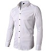 INFlATION Herren Hemd aus Bambusfaser umweltfreudlich Elastisch Slim Fit für Freizeit Business Hochzeit Reine Farbe Hemd Langarm,DE S (Etikette 40),Weiß