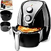 Monzana® Heißluftfritteuse Friteuse Fritteuse inkl. Gratis Rezeptheft 1500W 3,6 Liter 9-in-1 - schwarz